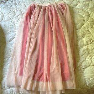 Pink and Orange Tiered A-Line Midi Skirt for Prom